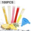 100pcs Disposable Ice Popsicle Bags for DIY Ice Cream Pops Fruit Juice Smoothies Yogurt Mold Bag with Zipper Seal Packaging Bags