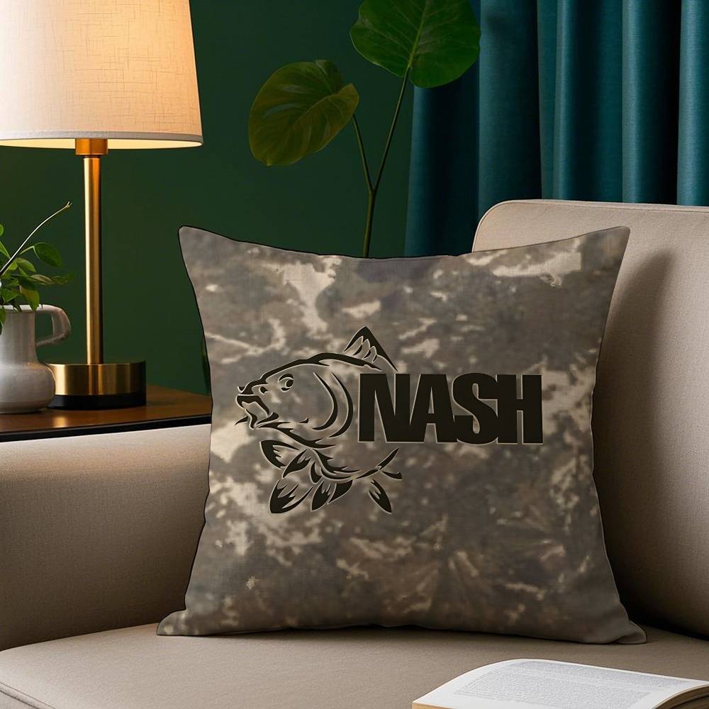 NNash Fishing logo Pillow Case Short Plush Print Cushion Cover Square Throw Pillow Covers Sofa Home Decor