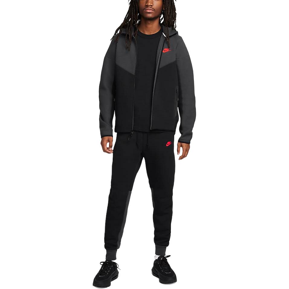 Nike Спортивная техническая флисовая куртка с капюшоном и застежкой-молнией во всю длину Мужские куртки Черный Темно-дымчато-серый Светло-глубокий-красный FB7922-013