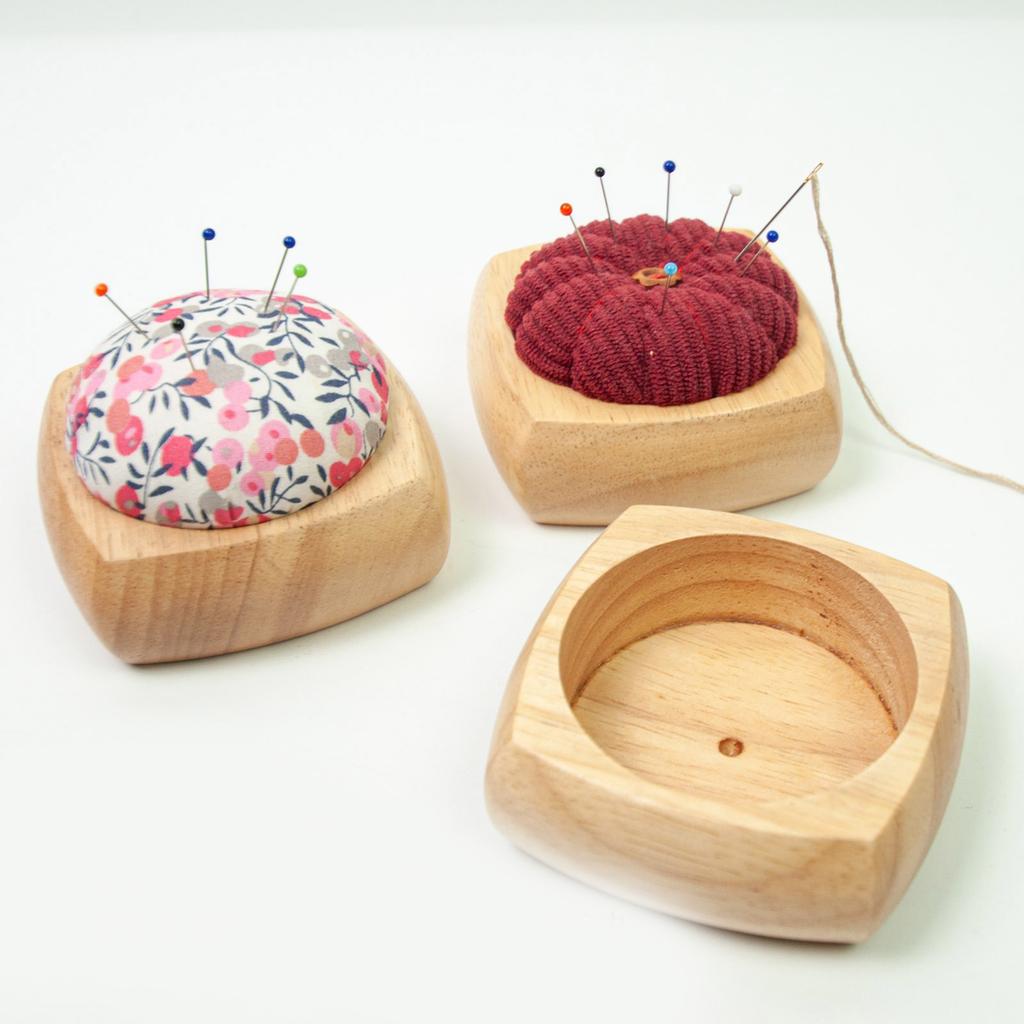Round Wood Base for Pin Cushion 3.35x3.35Inch Needle Pin Cushion Storage Base for Sewing Enthusiasts and Craft Lovers
