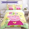 3pcs Peppa Pig Bedding Set Duvet Cover Closure Includes 1 Duvet Cover & 2 Pillowcases, Soft and Comfortable for All Seasons.