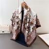 Flower Simulation Silk Large Square Scarf Retro Flower Printing Professional Versatile Shawl Diagonal Silk Pattern Scarf Headscarf Women