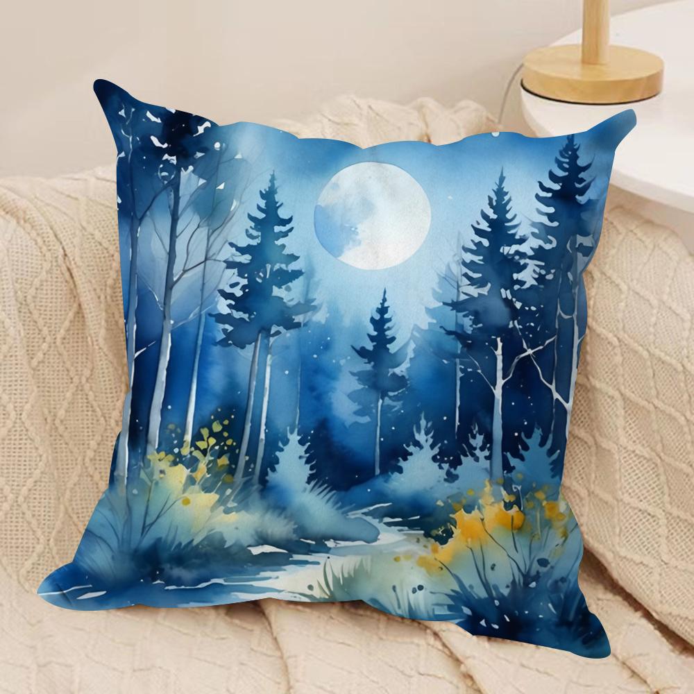 Summer forest Cushion Cover Soft Plush Fabric DoubleSided Printed Sofa Cushion Cover for All Seasons Home Decor Gift