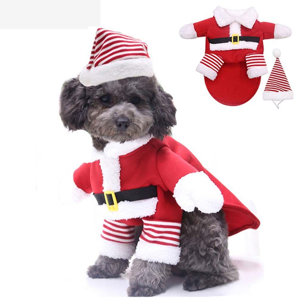 Рождественский милый кот в шляпе для крупных собак Санта Клаус одежда для питомцев одежда пальто для собаки костюм для косплея