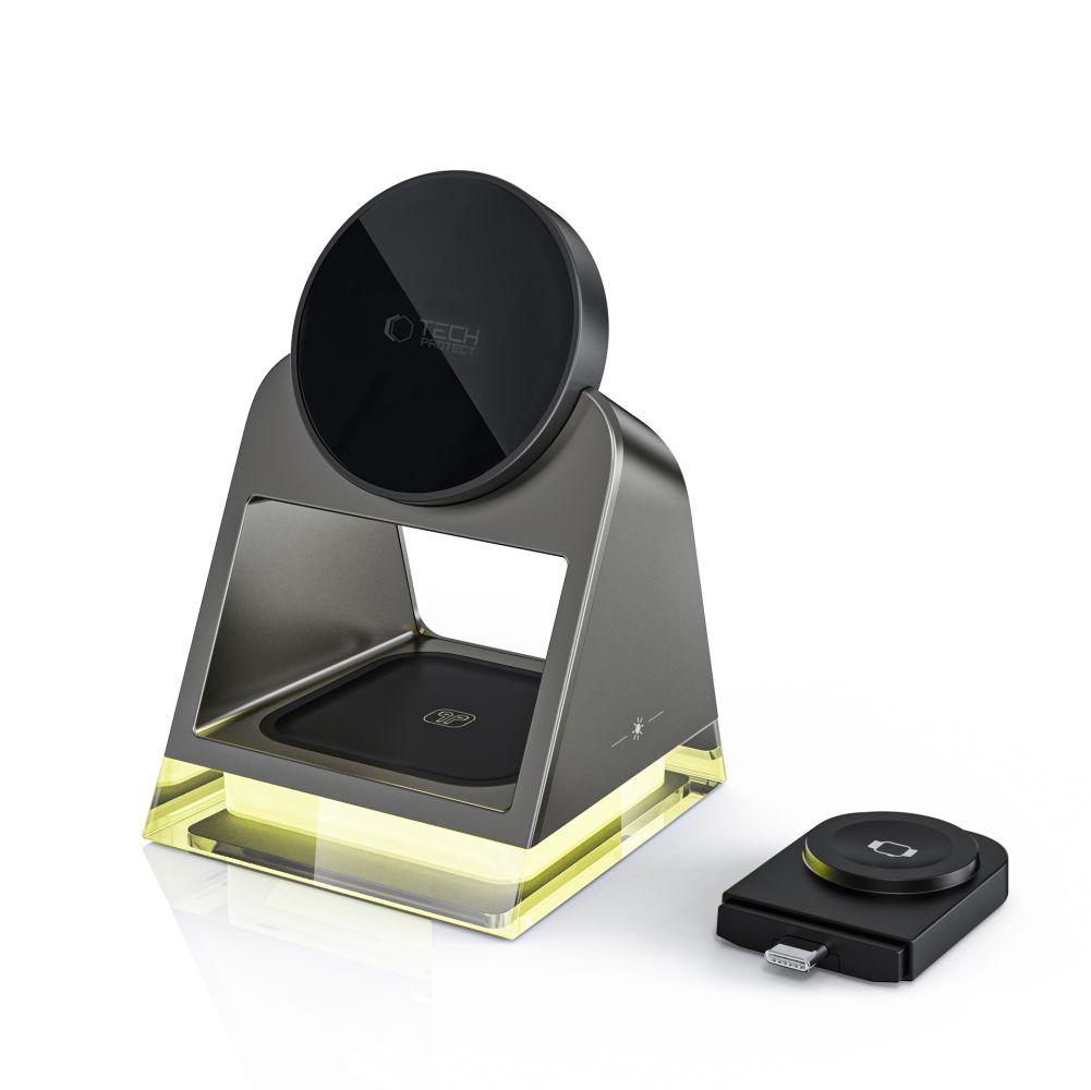 Tech-Protect Qi15W-A43 3In1 Magnetic Magsafe Wireless Charger Black