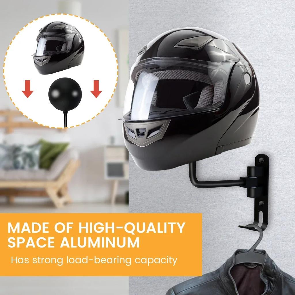 Motorcycle Helmet Rack Wall Mount Helmets Display Holder 180 Degree Rotation Motorcycle Bike Coats Keys Jacket Helmet Hanger