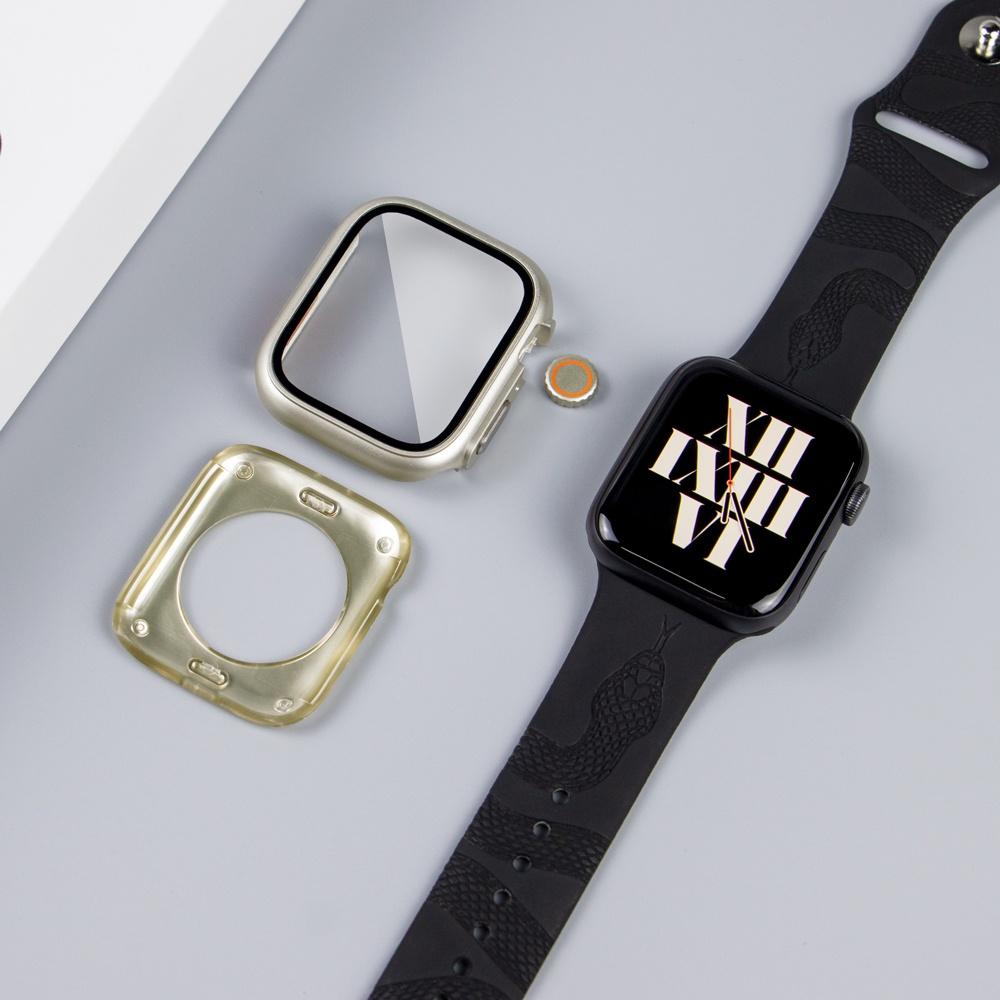 Стекло 44 мм, 45 мм + чехол для Apple Watch 6 SE 5, 4, 40 мм, защитная пленка из закаленного стекла, смена на Ultra 360, полное покрытие для 8, 7, 41 мм