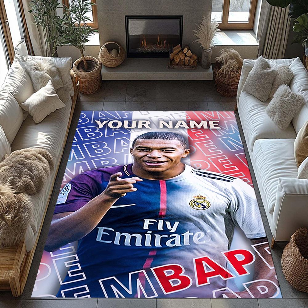 Mbappe Personalized Name Floor Rug Office Rug Suitable For Dormitory Hallway Living Rooms Playrooms Antislip Rug Anime Office Decor