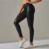Женские модные леггинсы из искусственной кожи с высокой талией, однотонные облегающие штаны для йоги