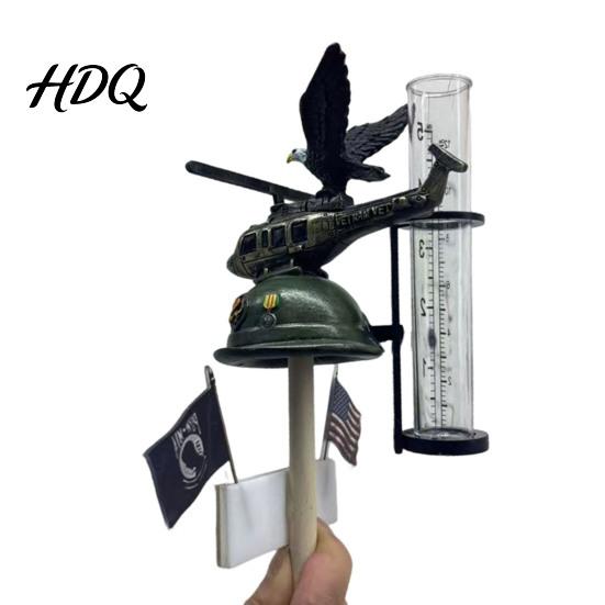Rain Gauge Outdoor Eagle Airplane Tube Measure with Ground Stake Resin Decorative Tool for Garden Lawn Patio Gift Gardeners