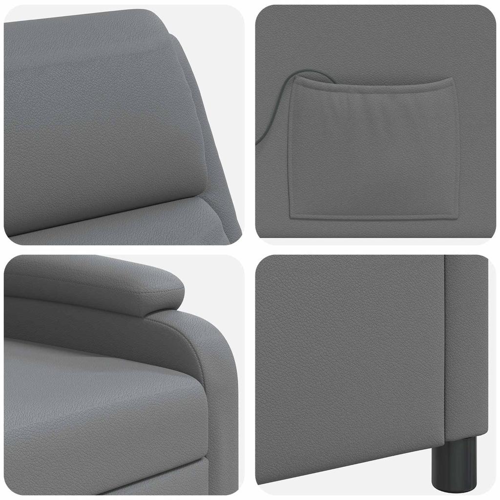 Massage Recliner Chair Gray Faux Leather