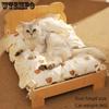 Моющаяся деревянная лежанка для кошек с мягкой, приятной для кожи тканью, съемная лежанка в стиле принцессы для кошек и маленьких собак, доступна в двух размерах