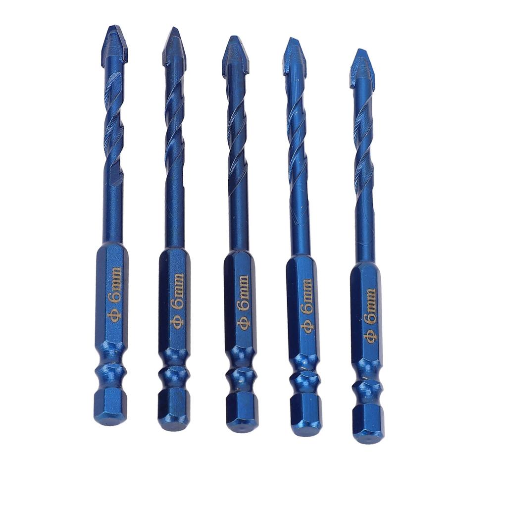 5 Pcs Eccentric Drill Bit 6mm Drilling 14in Hex Shank Tungsten Steel Crooked Drill Bit for Masonry