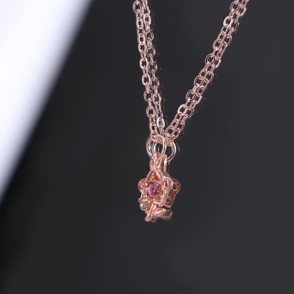 Romantic 3D Flower Choker Exquisite Clavicle Chain Lovely Pink Rose Necklace Dating