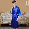 Men Nightgown Dragon Embroidery Silky Satin V Neck Chinese Style Lace-up Strap Long Sleeves Tang Suit Mid-Length Home Pajamas