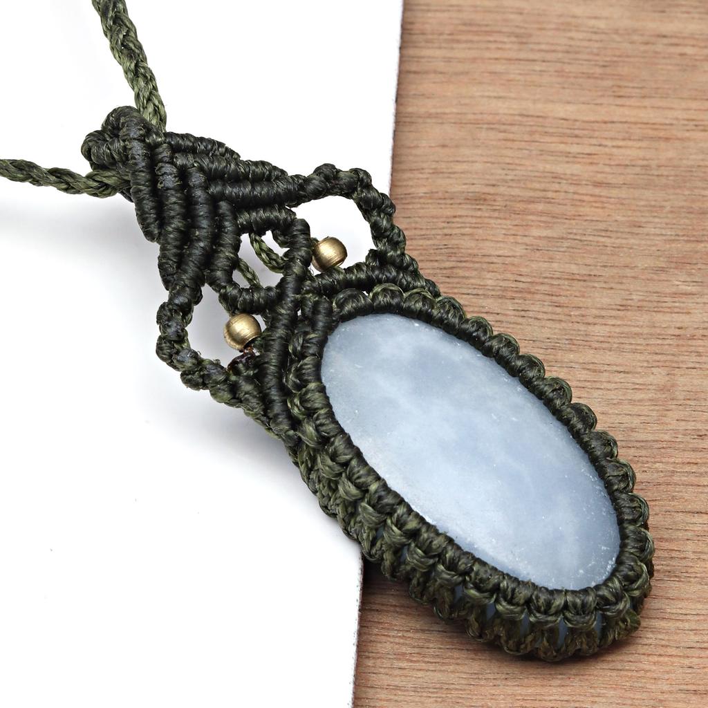 Ювелирные изделия ручной работы Owyhee Blue Opal Macrame Thread Gemstone, ожерелье 20-36''Ad