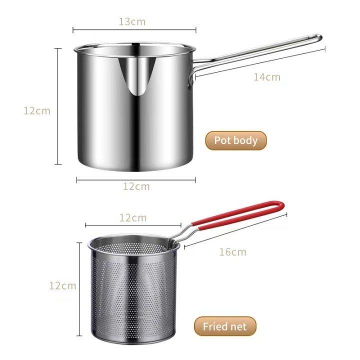 304 Stainless Steel Deep Fryer With Frying Basket Multifunctional Small Pot Kitchen Specific Frying Chicken Other Cooking Tools