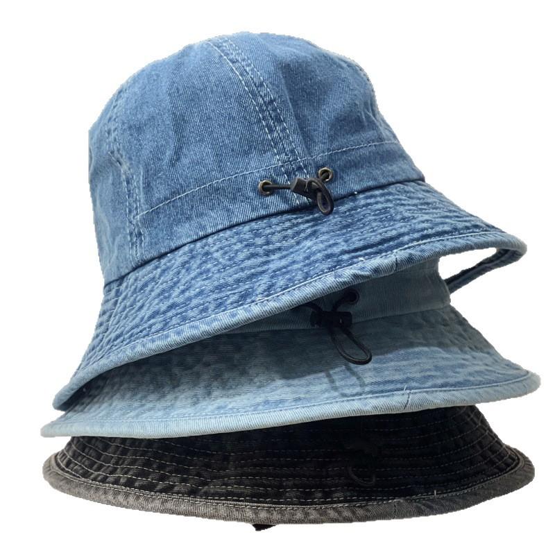 New plain face covering bucket hat women's summer fashion sun hat women's thin denim basin hat outdoor sun protection hat tide