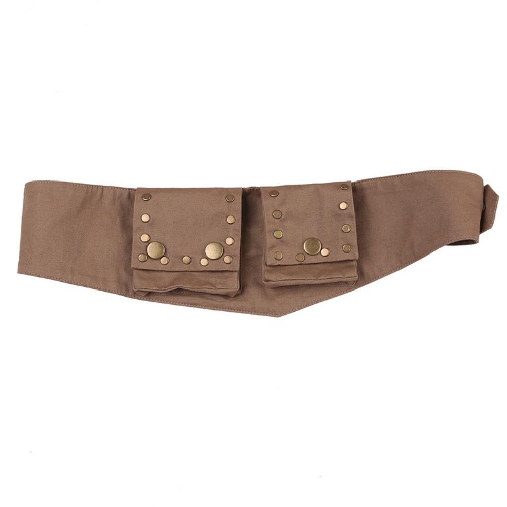 Vintage Hip-hop Belt Cotton Waistband with Bag Trendy Belts Pockets  Streetwear