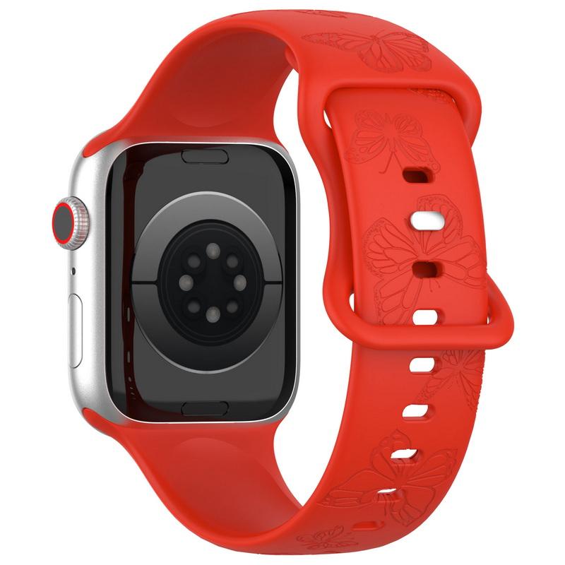 Мягкий силиконовый ремешок для часов 38/40/44/49 мм для Apple Watch 1/2/3/4/5/6/7/8/Se/9, ультра однотонный ремешок для часов с бабочкой, аксессуары, универсальный
