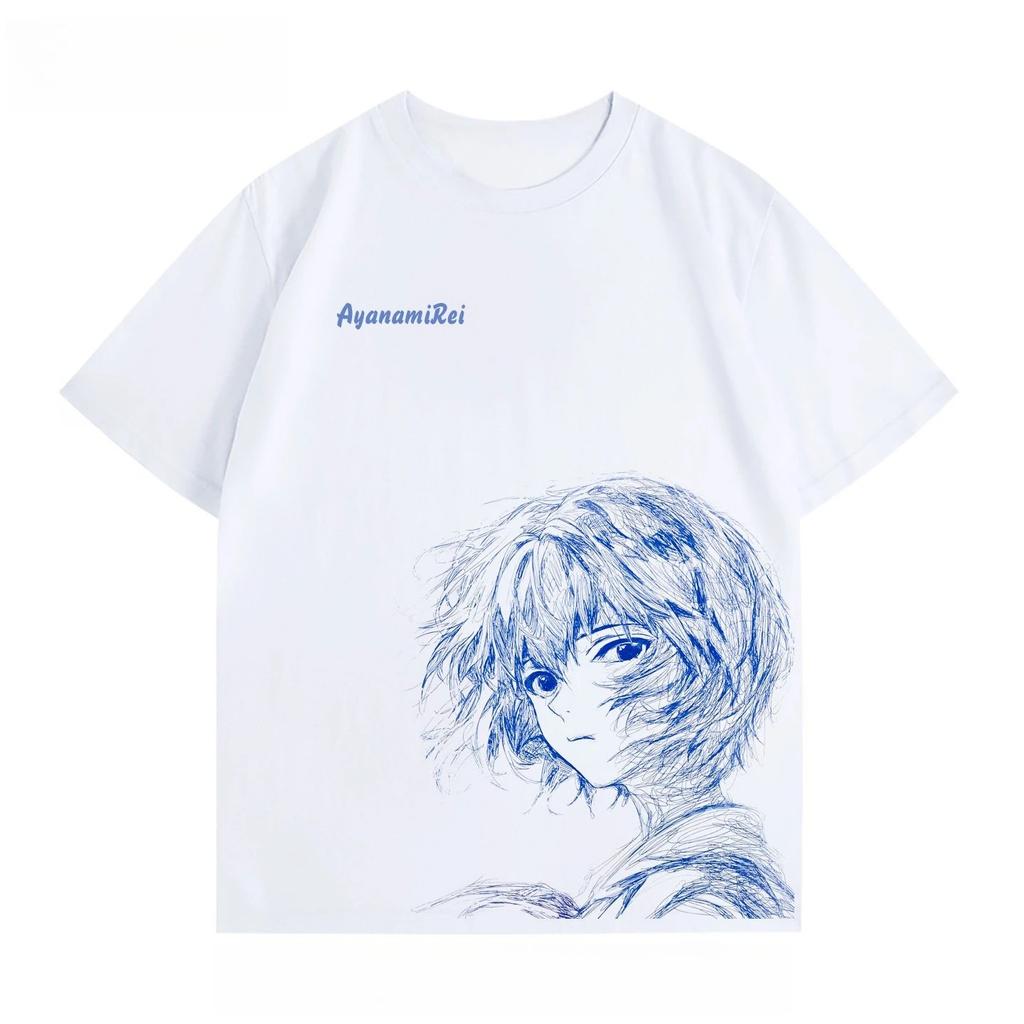 Неон Genesis Evangelion Аска Лэнгли Сорью Эскиз Арт Повседневная Оверсайз Аниме Женская и Мужская Футболка