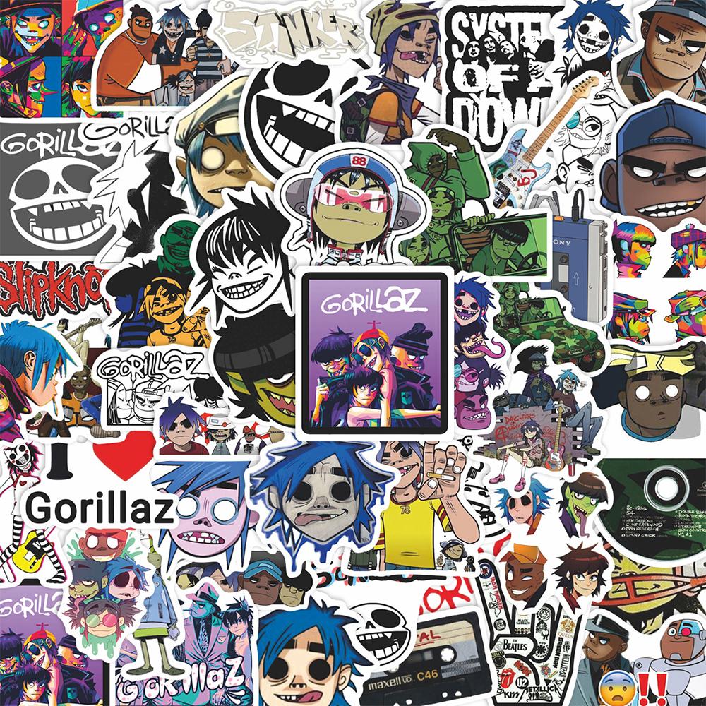 10/30/50 шт. Мультяшные наклейки Gorillaz Крутые наклейки с граффити виртуальной музыкальной группы Декор для скейтборда, ноутбука, телефона, автомобиля Смешные наклейки