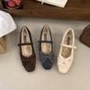 2025 новые женские туфли с маленьким квадратным носком, толстым каблуком и темпераментом Мэри Джейн, с бантом, на мягкой подошве