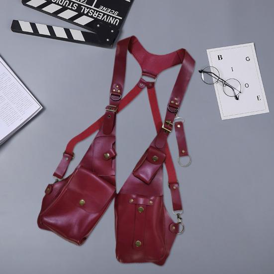 Сумка-слинг, противоугонная сумка-ремень в средневековом стиле стимпанк, кошелек из гладкой искусственной кожи, регулируемый ремень, декор из заклепок, сумка через плечо на две руки