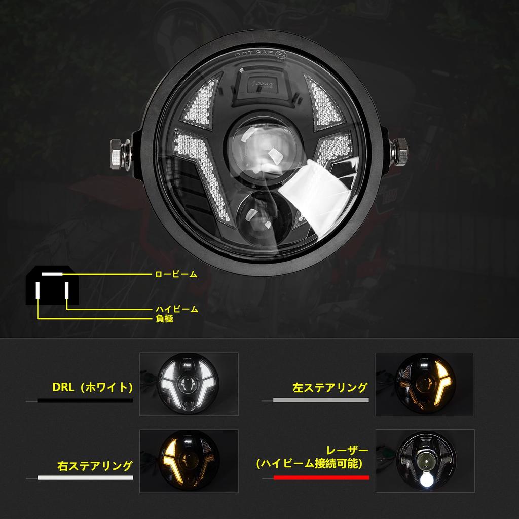 Honda CT125 Hunter Cub LED Headlight with High Beam and Low Beam for CT125 Custom Parts Mechanical DRL, Switching, JA65, (Multi-Function Headlight)