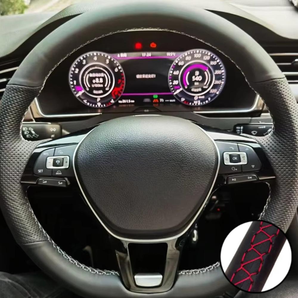 Hand Stitched Perforated Non-slip Microfiber Leather Mk7 New Polo Jetta B8 Steering Wheel Cover For Volkswagen VW Golf 7