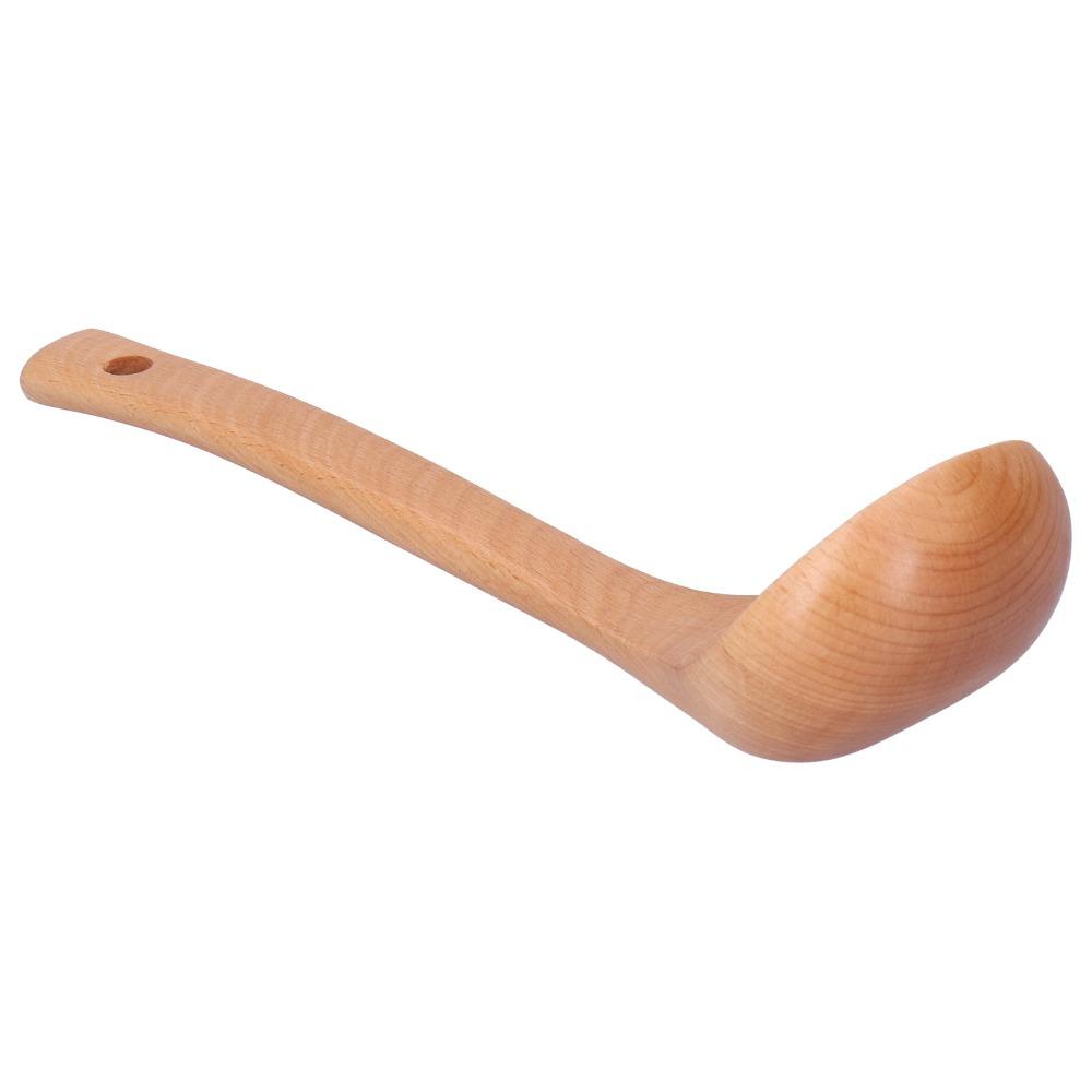 Wood Grain Texture Cooking Spoon Extra Long Handle Kitchen Spoon Deep Spoon Food Preparation