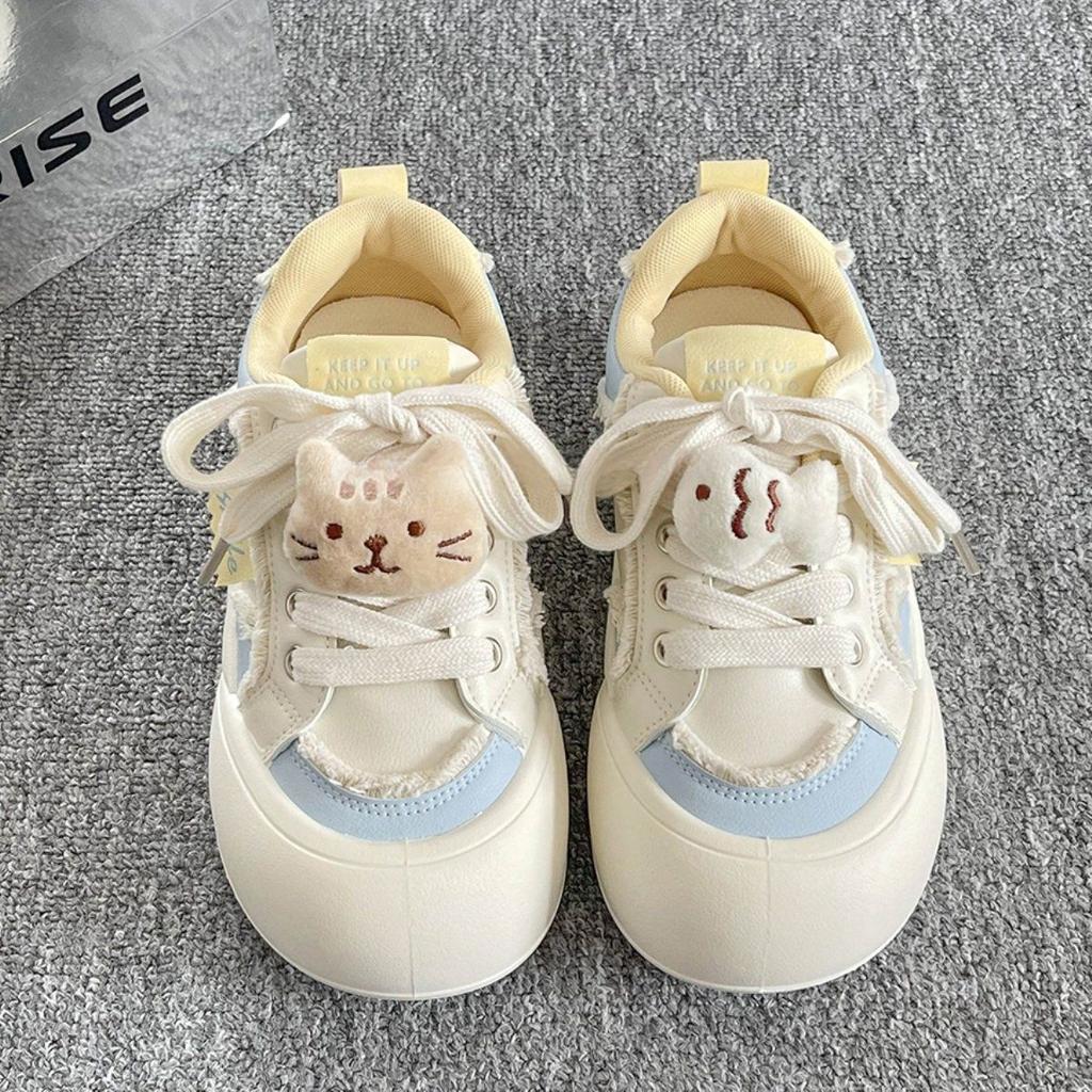 Popular Platform White Shoes Board Shoes Women's 2025 Spring and Summer New Niche Cheap Versatile Shoes Bread Shoes