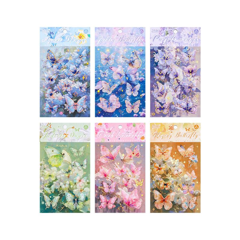 4 pcs Bronzing Butterfly Stickers Planner Decorative Adhesive Diy Hand Account Diary Album Scrapbooking accessories