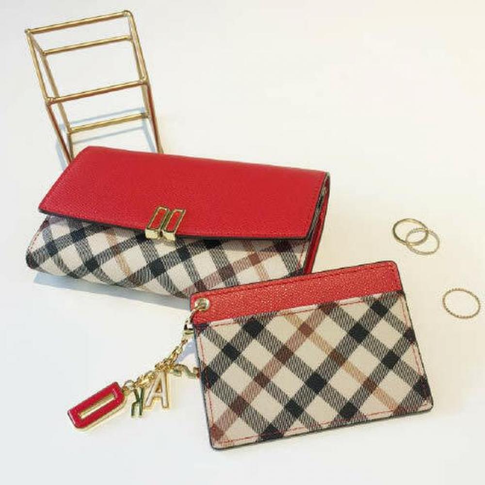 Daks Red Check Color Block Folding Wallet Dcwa1e403r2