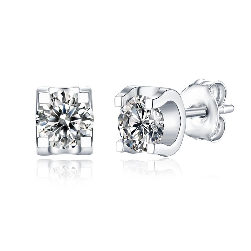 WUIHA Sparkling 100% 925 Sterling Silver 6.5MM VVS1 GRA Moissanite Diamond Anniversary Stud Earrings for Women Gift Fine Jewelry