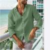 Men's Summer Shirt Button Shirt Long Sleeve Plain Lapel Spring and Summer Casual Daily Clothing