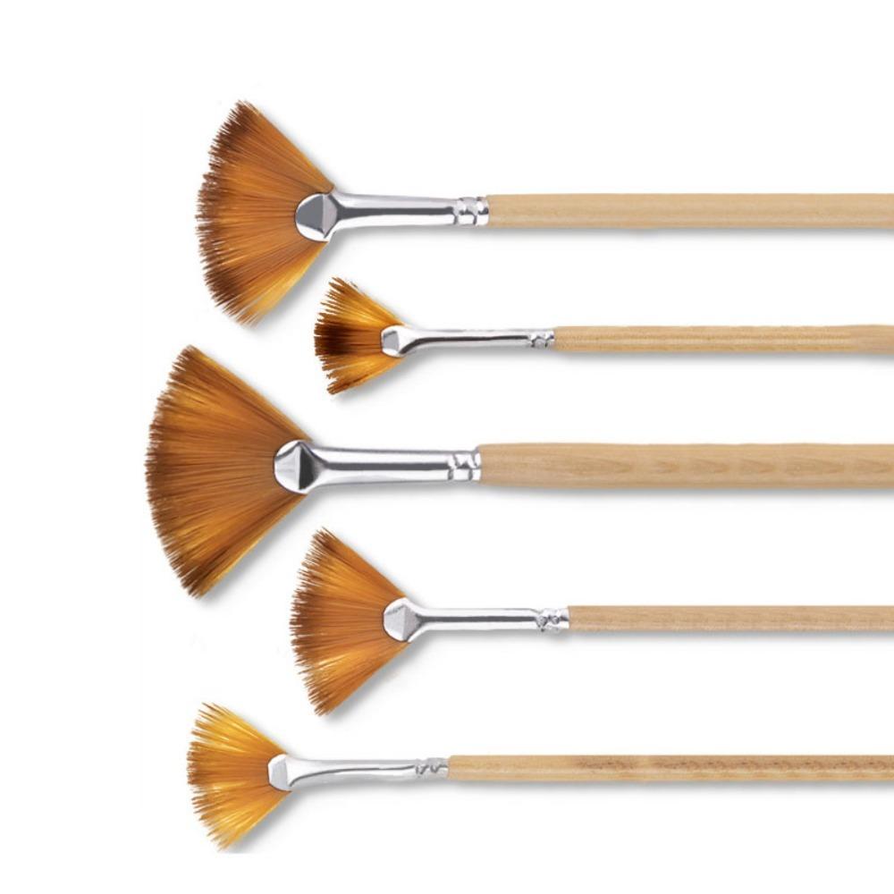 5pcs Nylon Hair Artist Fan Paint Brushes Acrylic Watercolor Paint Fan Shaped Painting Pens Drawing