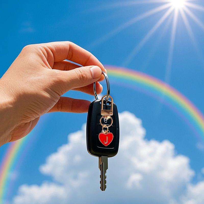 1PC Heart Shaped Gift 26 English Letters Design DIY Keychain Marker Love Keychain Creativity Lobster Buckle Red Metal Party