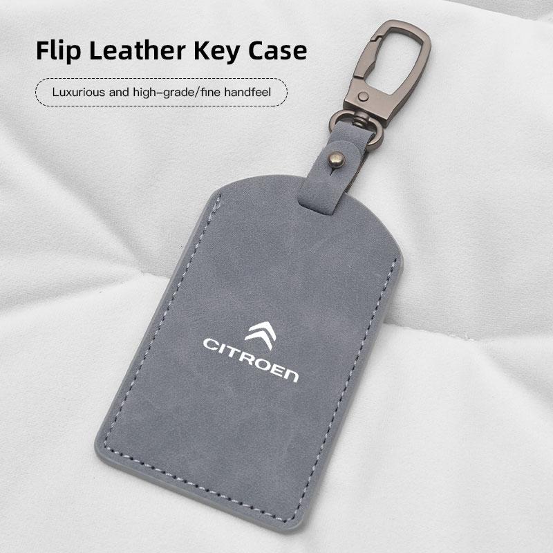 AJFJ2 Suede Car Key Card Cover Keychain Car Key Accessories For Citroen Picasso Jumper Cactus Saxo C6 2CV VTS DS3 DS4 DS5 Xsara Grand