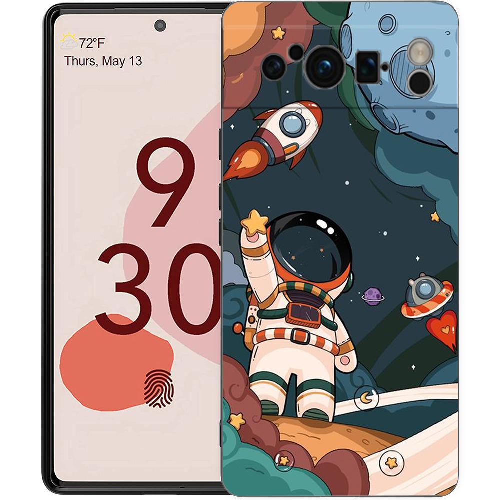 Милый мультяшный астронавт для Google Pixel 8 7 6 Pro 6A 5G черный чехол для телефона мягкая противоударная задняя крышка силиконовый чехол TPU