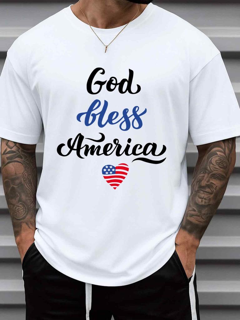 God Bless America Christianity T Shirts Funny T Shirts for Men 180G 100% Cotton White Fashionable Su