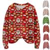 Women's Christmas Print Cardigan Long Sleeve Round Neck Knit Top