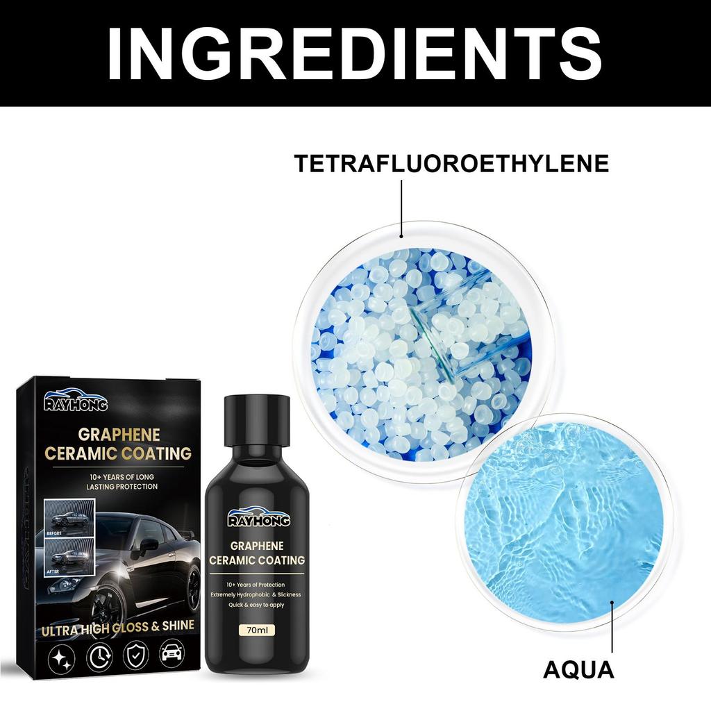 RAYHONG Автомобильное графеновое керамическое покрытие Ультратекучее покрытие для кристаллизации воды Глазурь-герметик Уход за лакокрасочным покрытием автомобиля