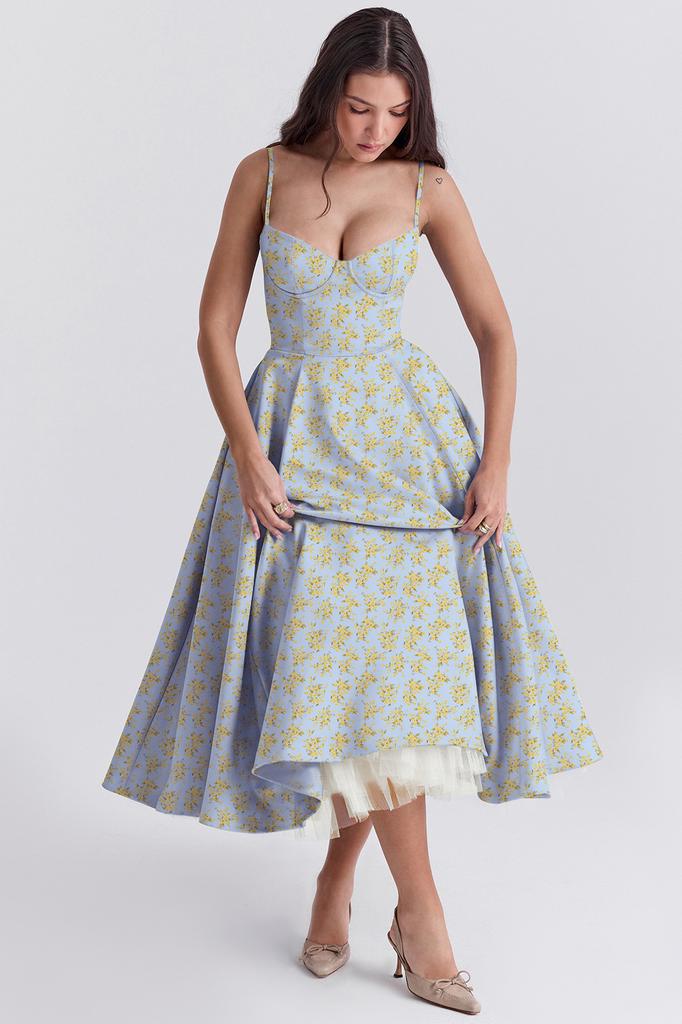 Новое летнее высококачественное платье-принцесса с сетчатым подолом, двухслойное платье на бретелях для женщин