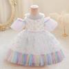 Colorful Butterfly Baby Girls Party Dress Toddler Lace 1st Birthday Princess Prom Baby Dress Wedding Bridemaid Evening Ball Gown