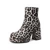 High Heel Platform Women Boots Fashion Leopard Zebra-stripe Punk Style Shoes Woman Custom Winter Women's Ankle Booties WSH4929