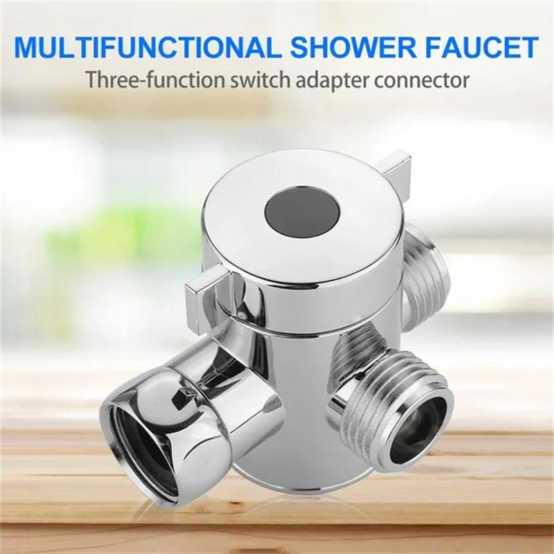 1/2'' 3-Way T-adapter Diverter Valve Adjustable Shower Head Arm Mounted Diverter Valve Bathroom Hardware Accessory