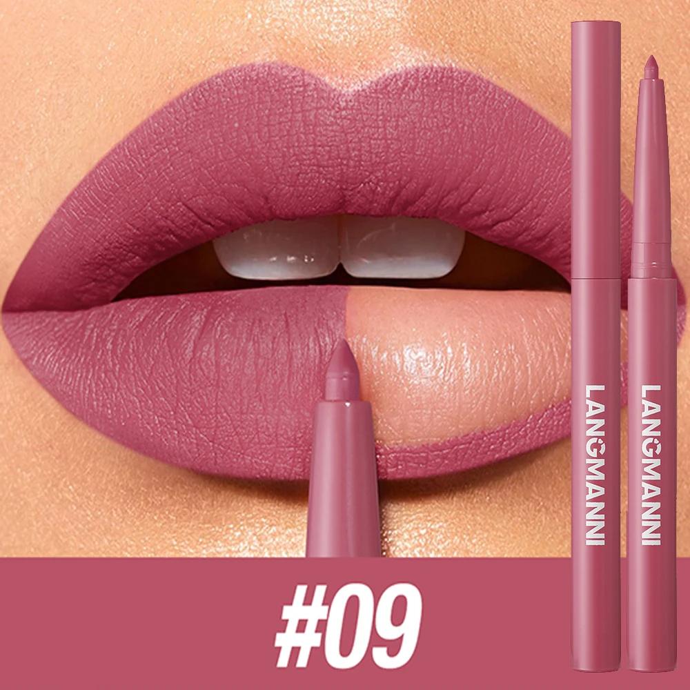 LANGMANNI Sexy Velvet Matte Lip Liner Pen Waterproof Silky Natural Contour Non-Stick Cup Makeup Lipstick Pencil Lasting Cosmetic