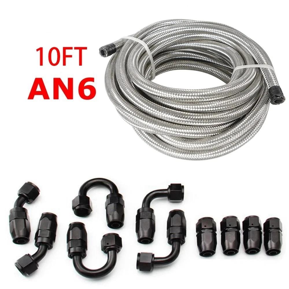 3M AN10/AN8/AN6 CPE масляные топливные фитинги конец шланга 0+45+90+180 градусов комплект масляного адаптера AN6 плетеный масляный топливный шланг с зажимами