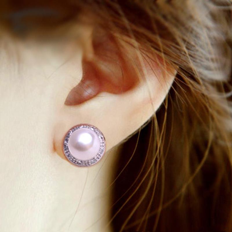 seniko 8-9mm Natural Freshwater Pearl Earrings Fashion Cubic Zirconia Clip Earrings For Women Girl Gift
